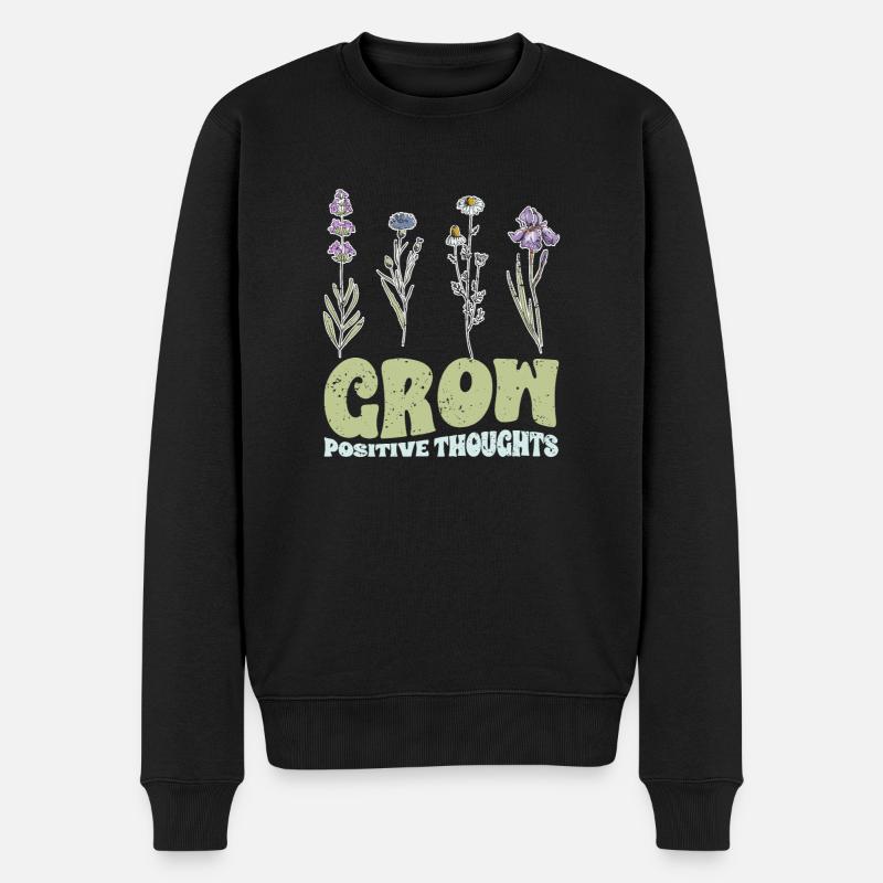 Vintage Grow Positive Thoughts Plant Lover - Männer Premium Bio Pullover - Schwarz