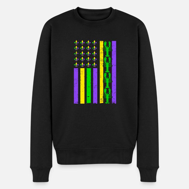 Super drapeau d’écrevisse de Mardi Gras pour Mardi Gras - Pull Premium bio Homme - noir