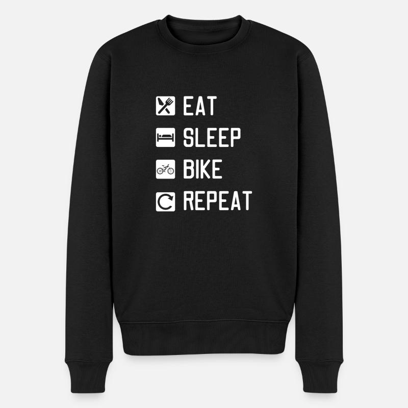EAT SLEEP BIKE REPEAT - Männer Premium Bio Pullover - Schwarz
