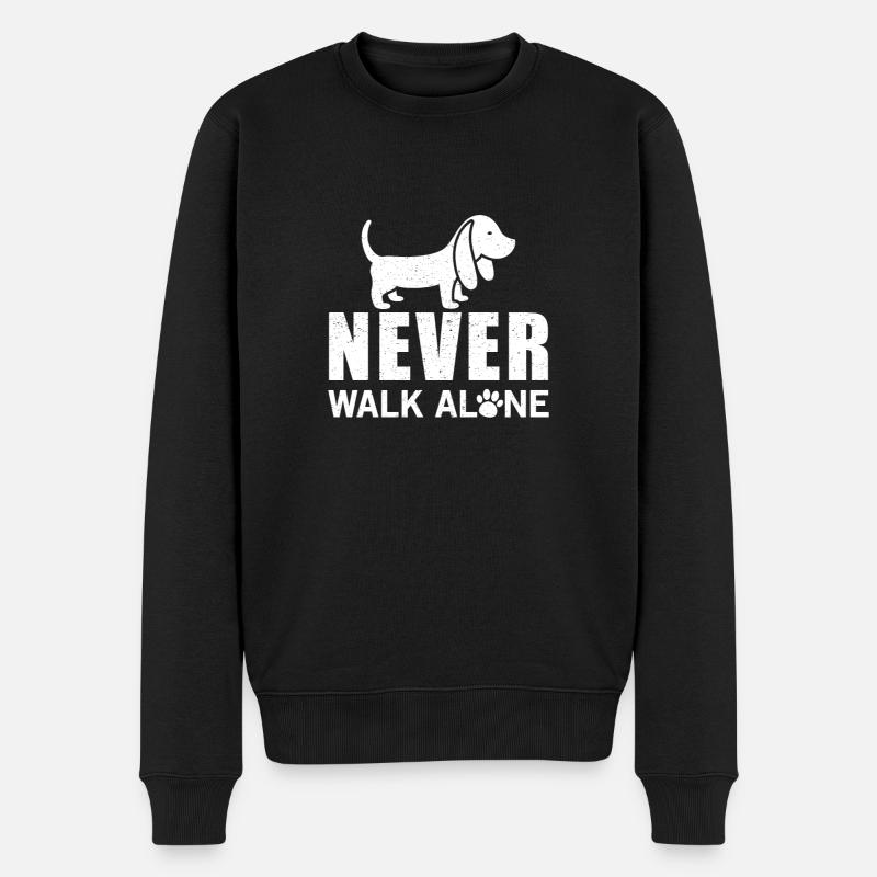Never walk alone - Männer Premium Bio Pullover - Schwarz