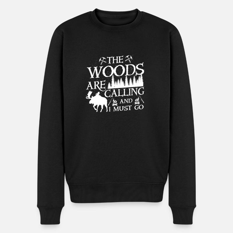 The woods are calling and i must go - Männer Premium Bio Pullover - Schwarz