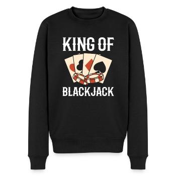 Blackjack Black Jack König - Männer Premium Bio Pullover - Schwarz - Vorne - Nico (187cm)