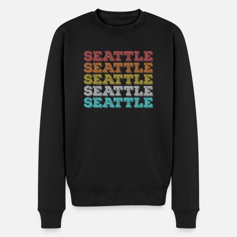 Seattle Rétro - Pull Premium bio Homme - noir