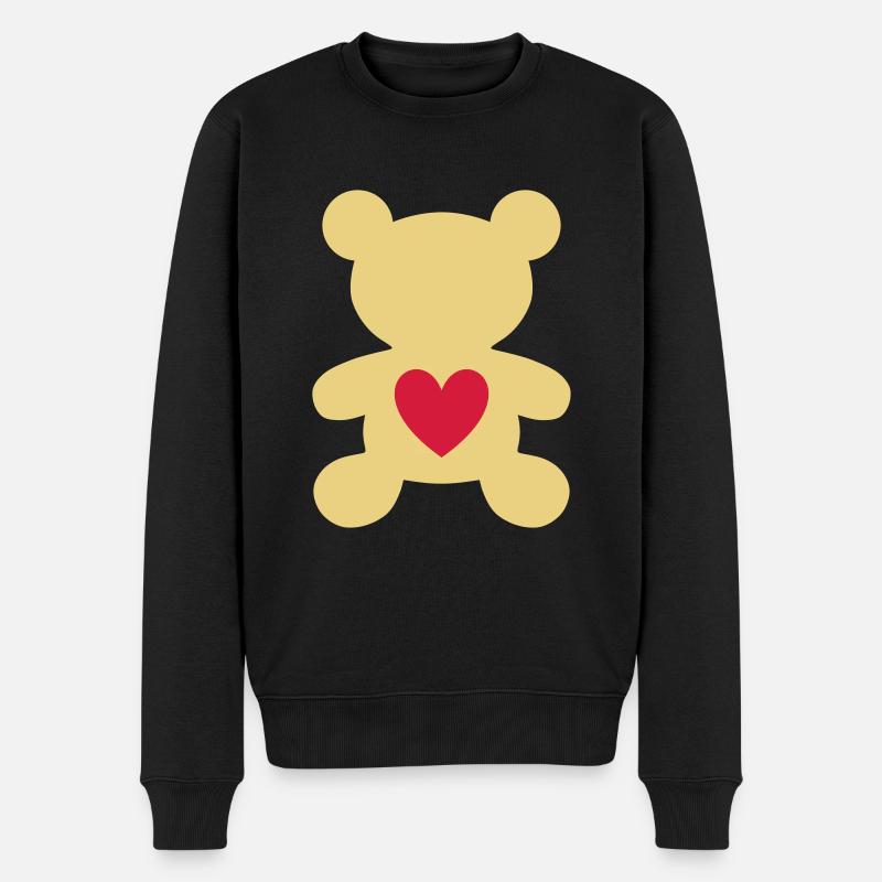 ★ Designfarben änderbar ★ Bär mit Herz - Männer Premium Bio Pullover - Schwarz