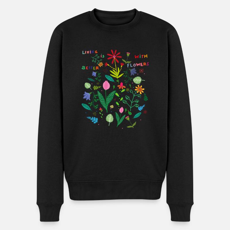 vivre avec des fleurs - Pull Premium bio Homme - noir
