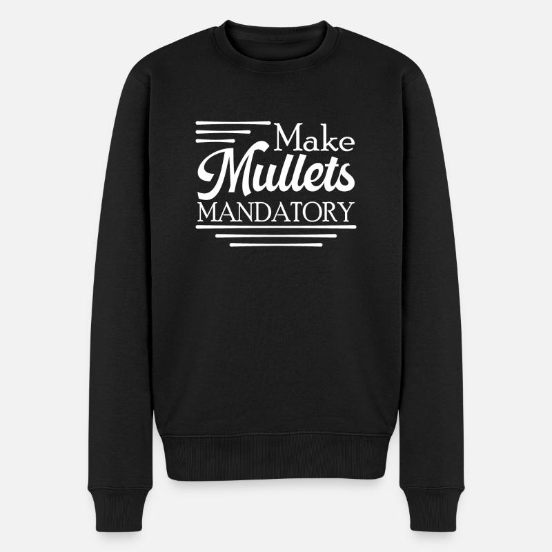 Retro Make Mullets Mandatory - Männer Premium Bio Pullover - Schwarz