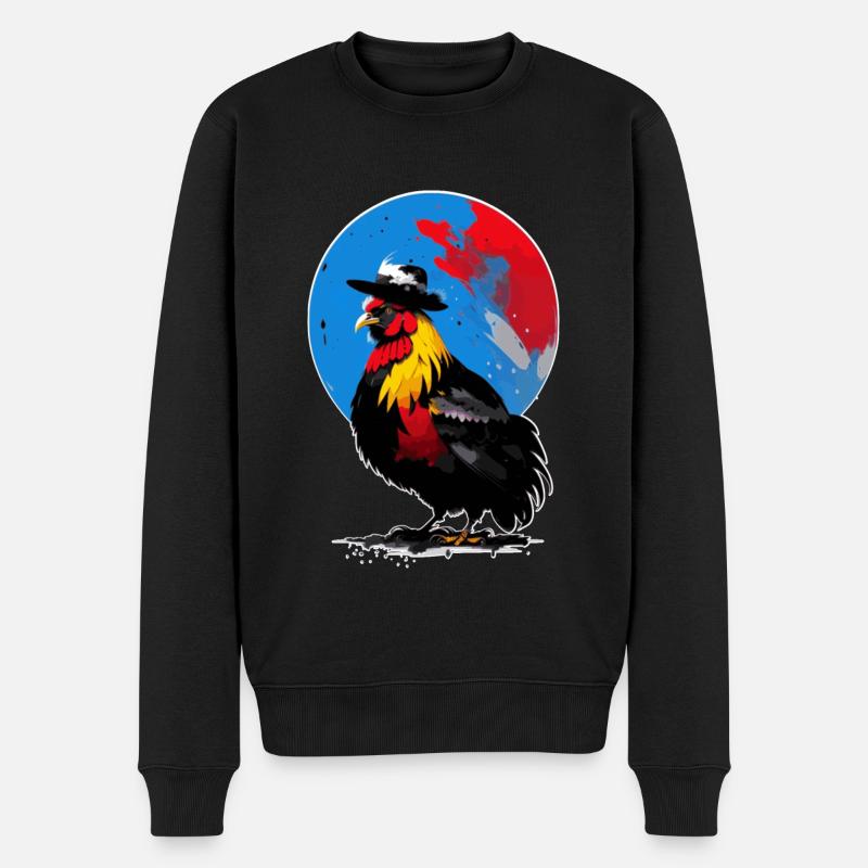Coq avec chapeau - Pull Premium bio Homme - noir