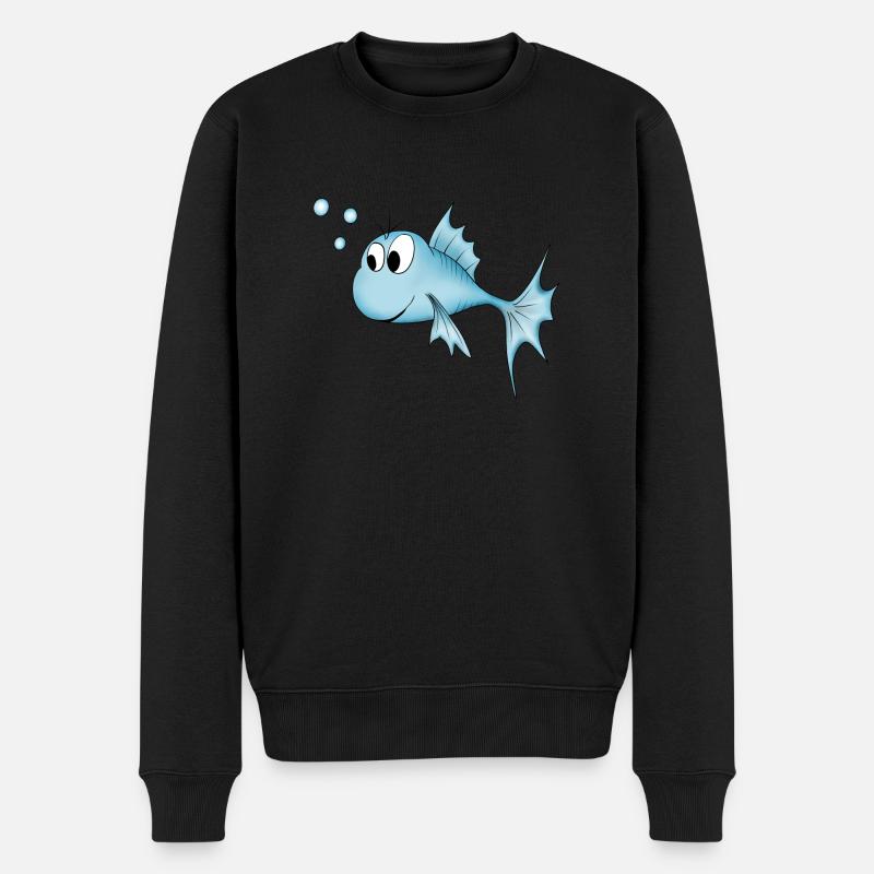 Fisch - Männer Premium Bio Pullover - Schwarz