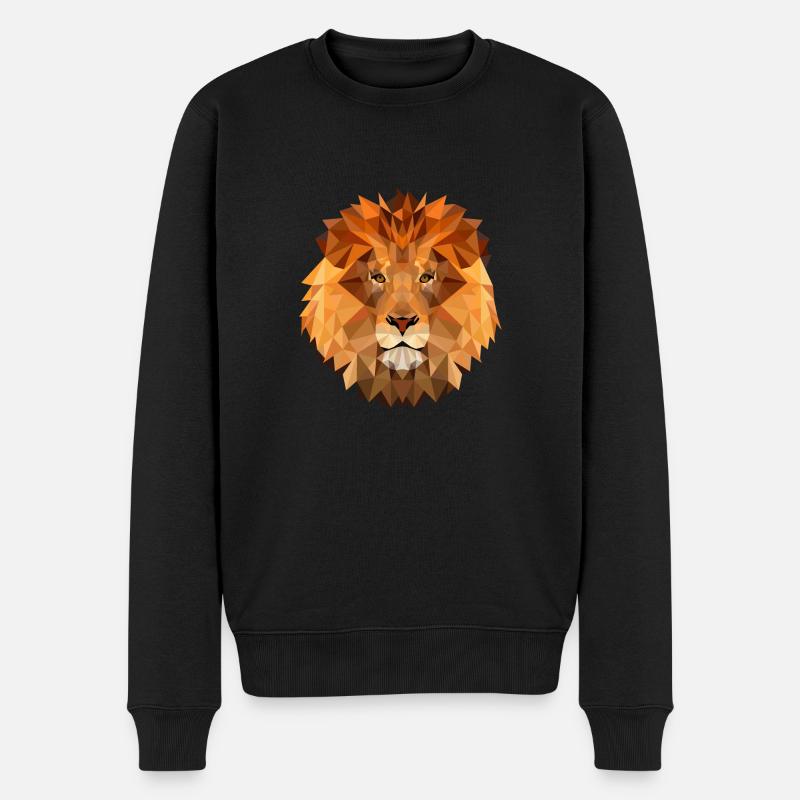 Low Poly Art Löwe König des Tieres Mächtig - Männer Premium Bio Pullover - Schwarz
