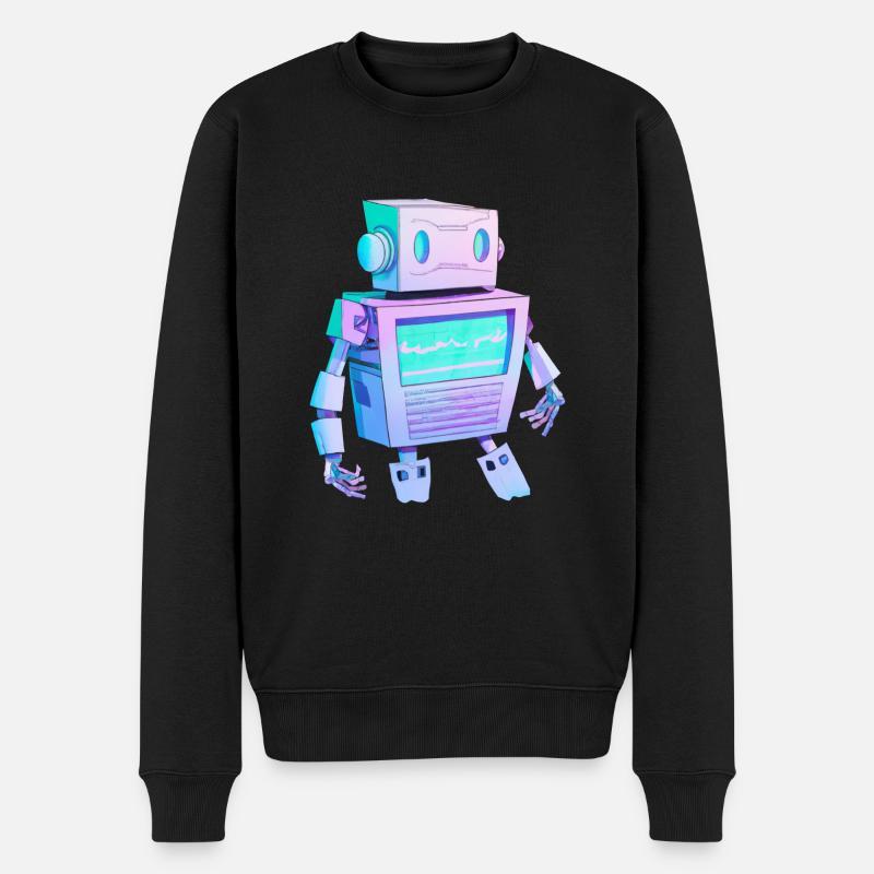 robot - Männer Premium Bio Pullover - Schwarz