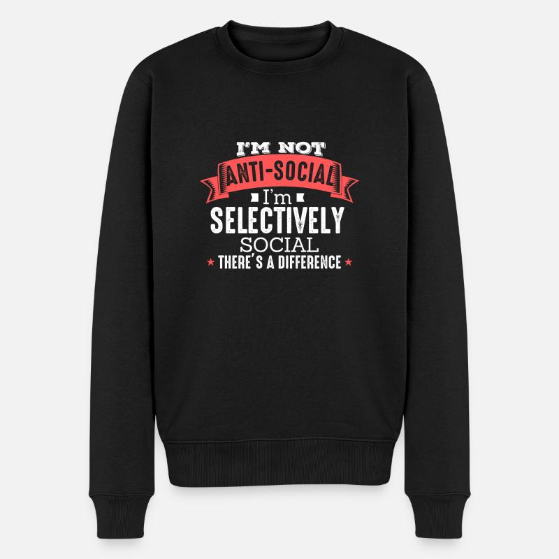 Je ne suis pas anti-social - Pull Premium bio Homme - noir