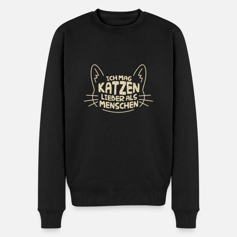 ICH MAG KATZEN! - Männer Premium Bio Pullover - Schwarz