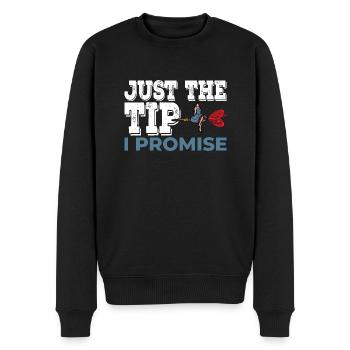 Darts Funny Just the Tip I Promise Darts Player - Men's Premium Organic Jumper - black - Front - Nico (187cm)