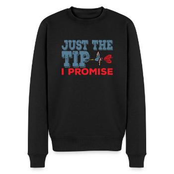 Darts Funny Just the Tip I Promise Darts Player - Men's Premium Organic Jumper - black - Front - Nico (187cm)
