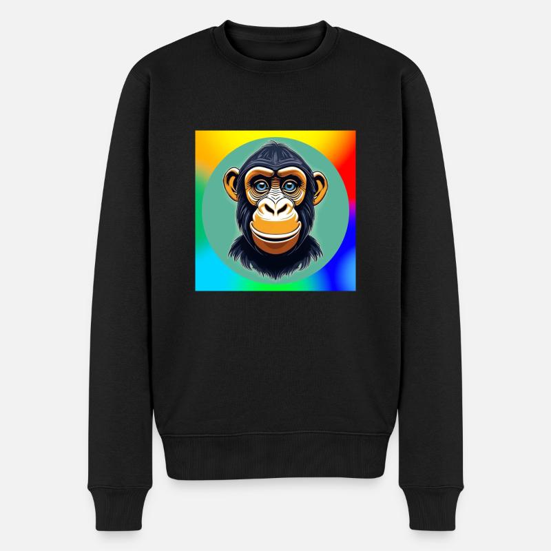 Schimpansen-Karikatur - Männer Premium Bio Pullover - Schwarz