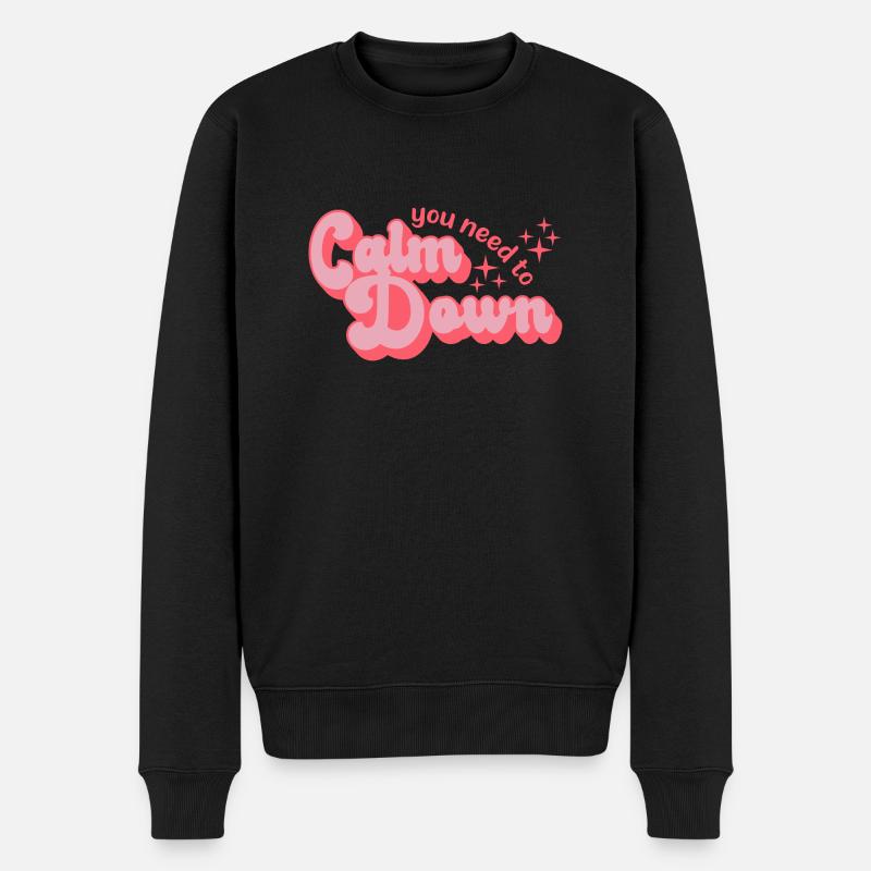 Retro Style Calm Down - Männer Premium Bio Pullover - Schwarz