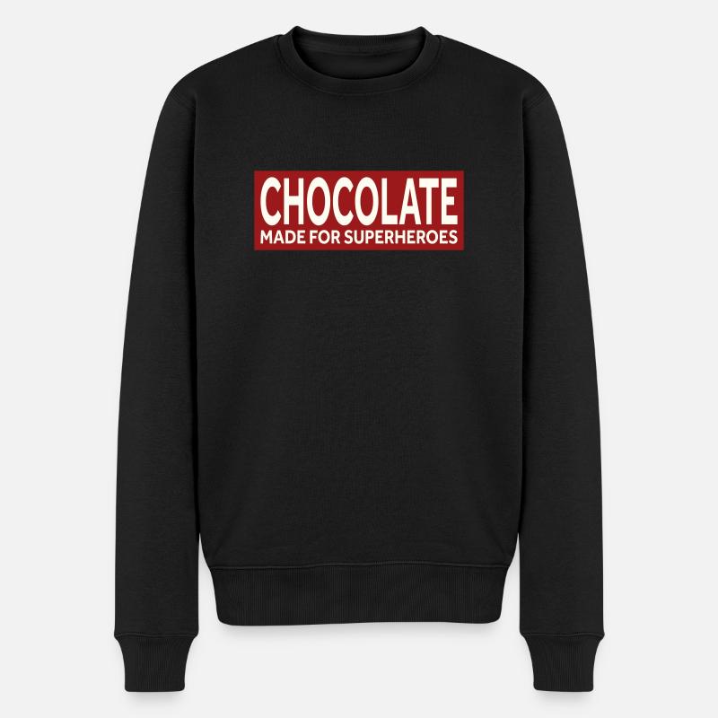 CHOCOLATE - MADE FOR SUPERHEROES - Männer Premium Bio Pullover - Schwarz