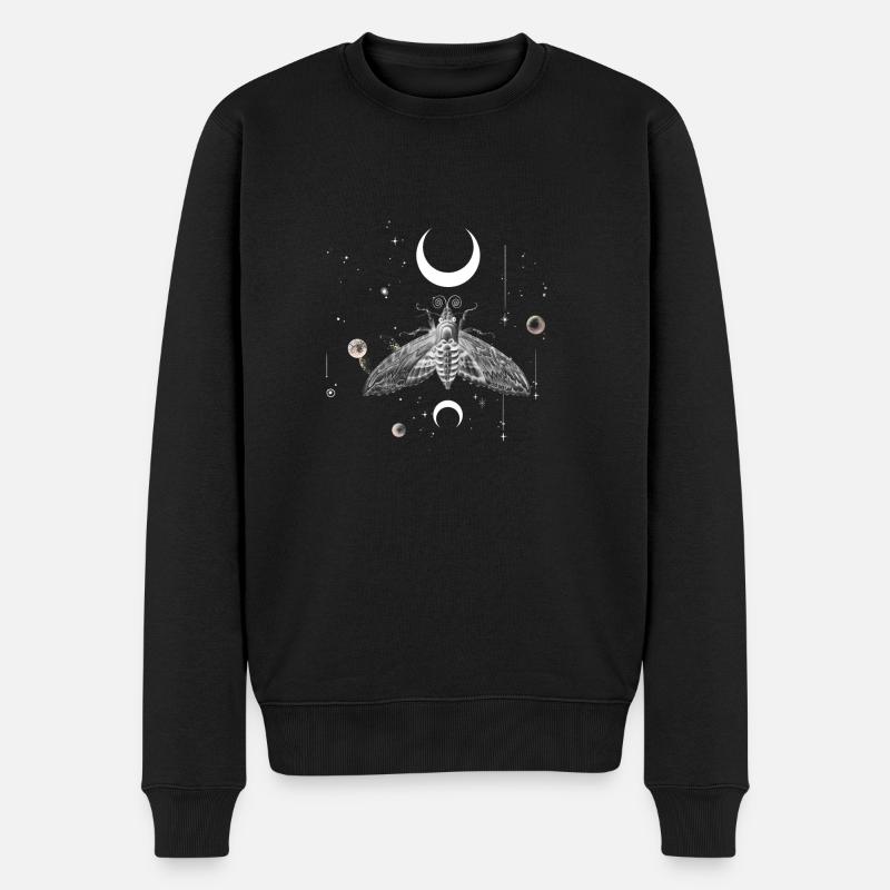 Boho Art Design - Mystic Moon Moth - Männer Premium Bio Pullover - Schwarz
