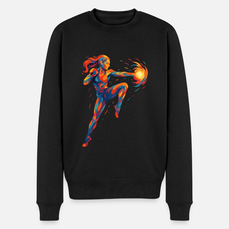 Kickboxerin cool abstrakt Power Kickboxen Geschenk - Männer Premium Bio Pullover - Schwarz