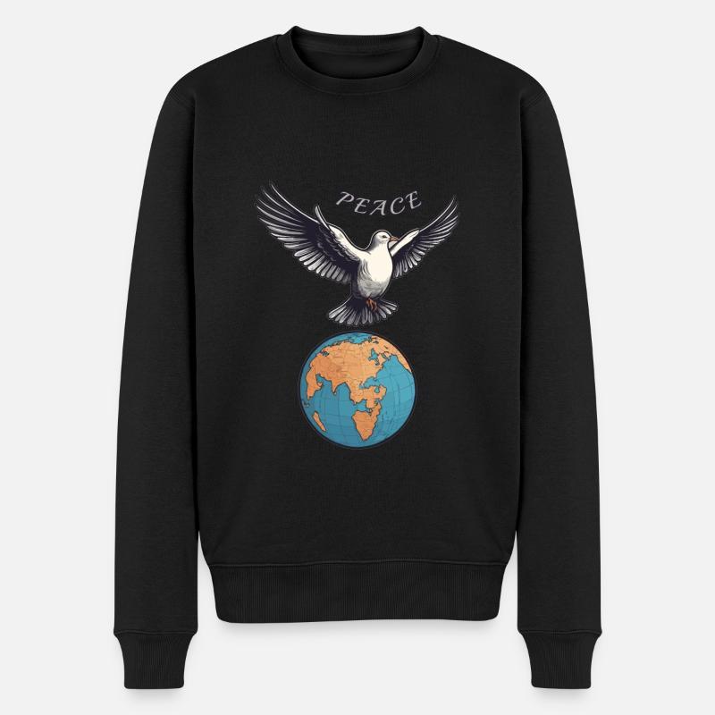 Weltfrieden auf der Erde - Männer Premium Bio Pullover - Schwarz