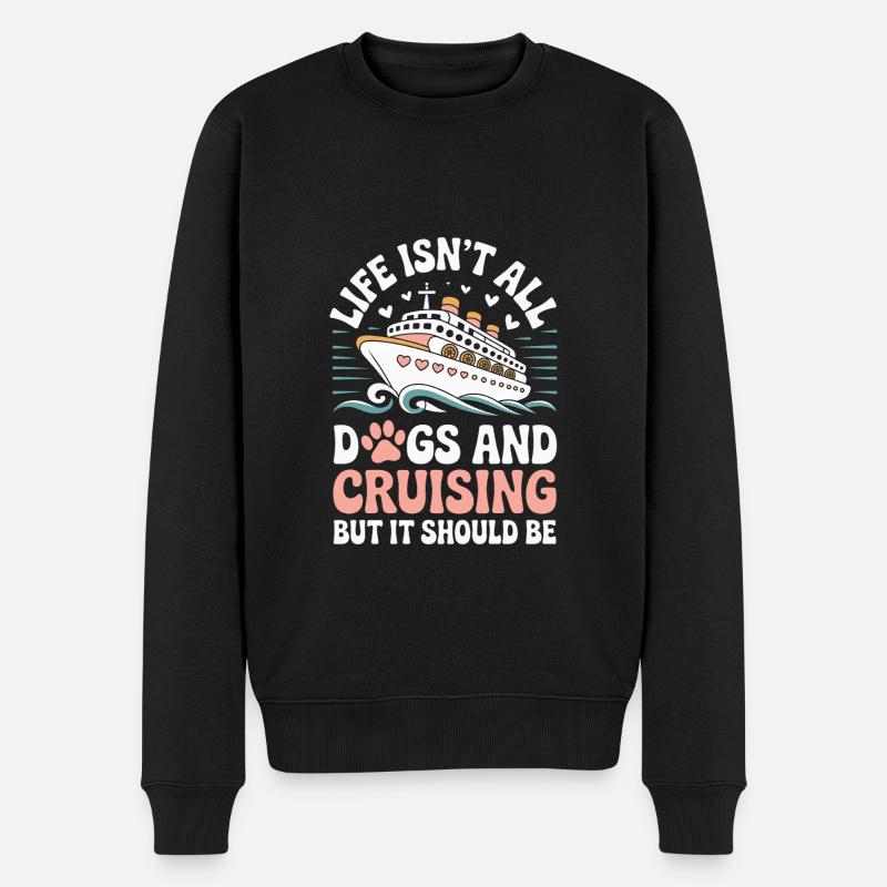 Hunde und Kreuzfahrt - Männer Premium Bio Pullover - Schwarz