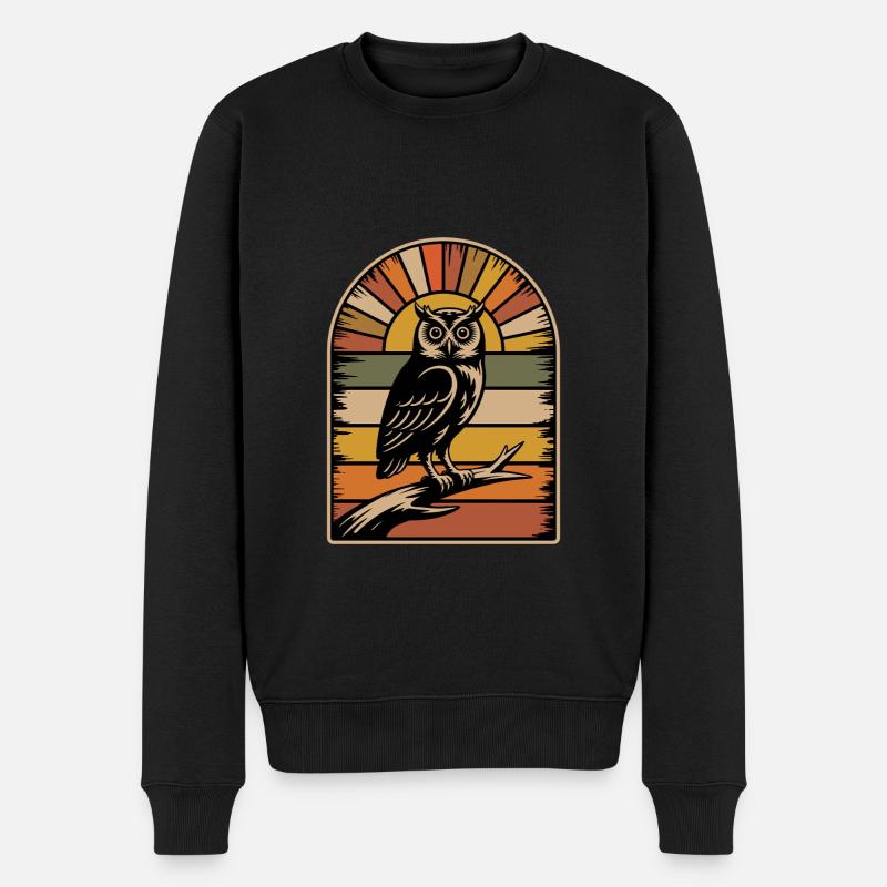 Eule - Männer Premium Bio Pullover - Schwarz