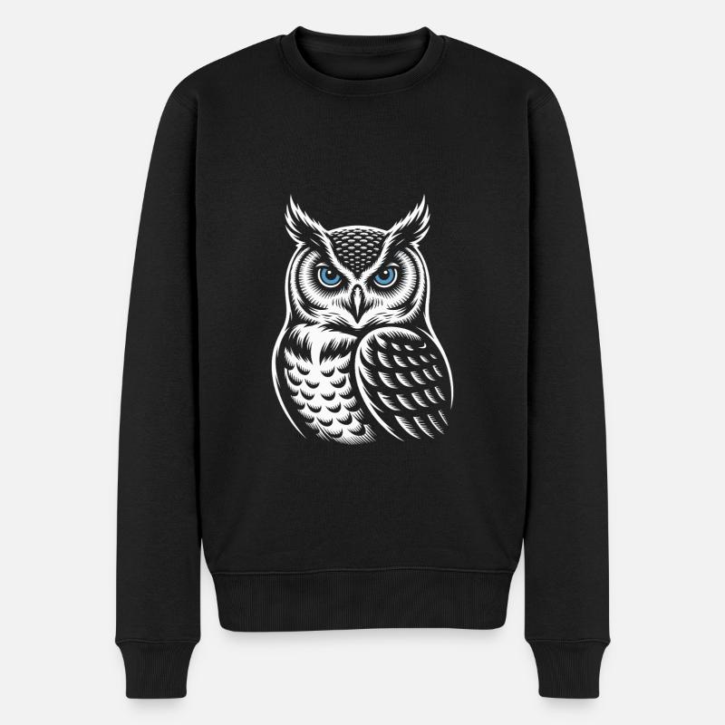 Eule - Männer Premium Bio Pullover - Schwarz