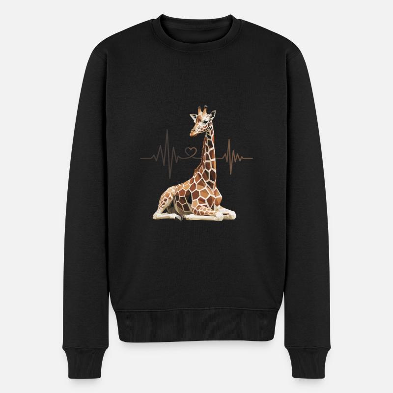 Giraffe Herzschlag - Männer Premium Bio Pullover - Schwarz