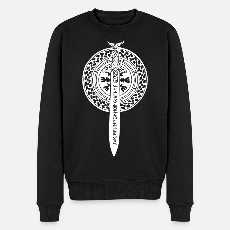 épée et bouclier viking (blanc) - Pull Premium bio Homme - noir
