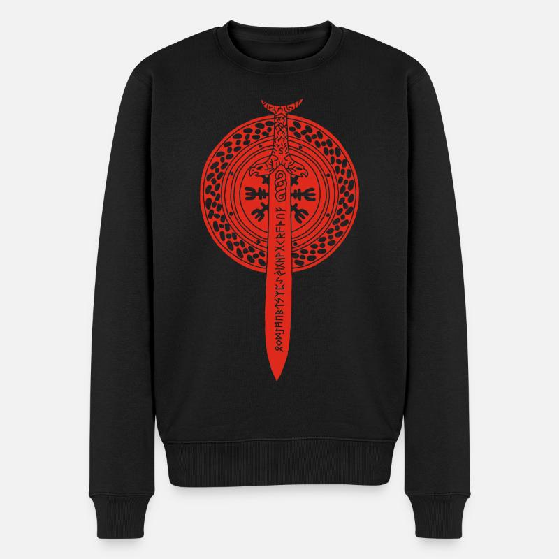 épée et bouclier viking (rouge) - Pull Premium bio Homme - noir