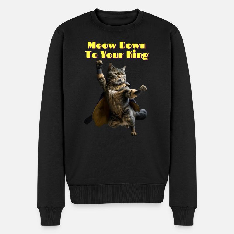 Meow Down To Your King III - Männer Premium Bio Pullover - Schwarz