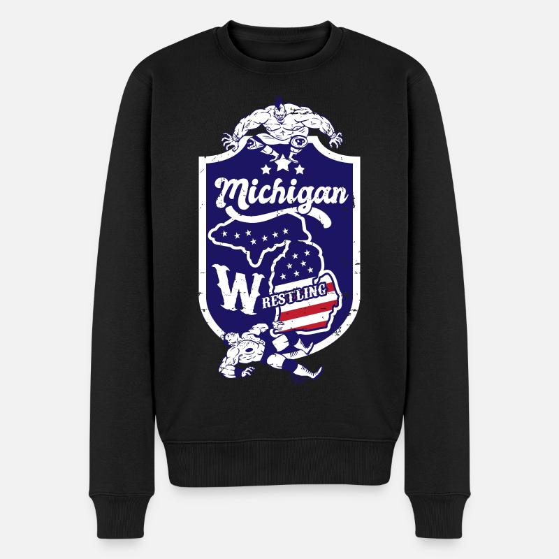 Michigan Wrestling - Pull Premium bio Homme - noir