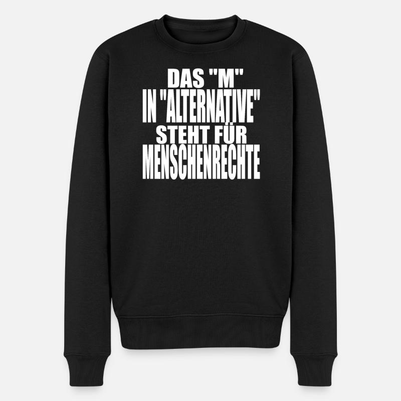 AfD stoppen gegen rechts Demokratie Vielfalt links - Männer Premium Bio Pullover - Schwarz