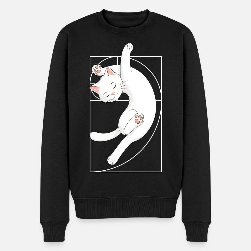 Chat en spirale de Fibonacci - Pull Premium bio Homme - noir
