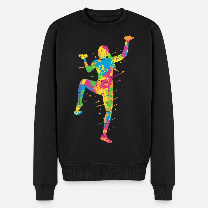 Bouldern Bunt Kletterer Mädchen Berge Klettern - Männer Premium Bio Pullover - Schwarz