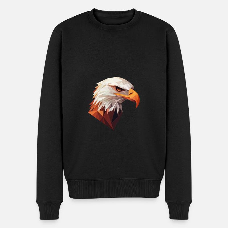 Conception de logo Eagle Head Low Poly Art - Pull Premium bio Homme - noir