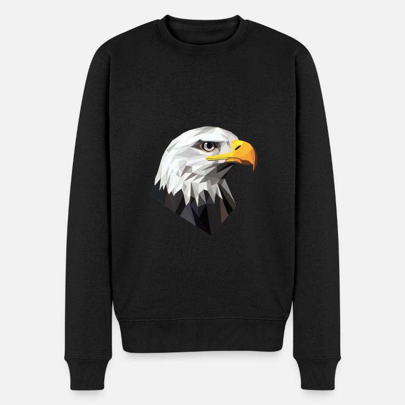 AdlerKopf Low Poly Logo Design - Männer Premium Bio Pullover - Schwarz