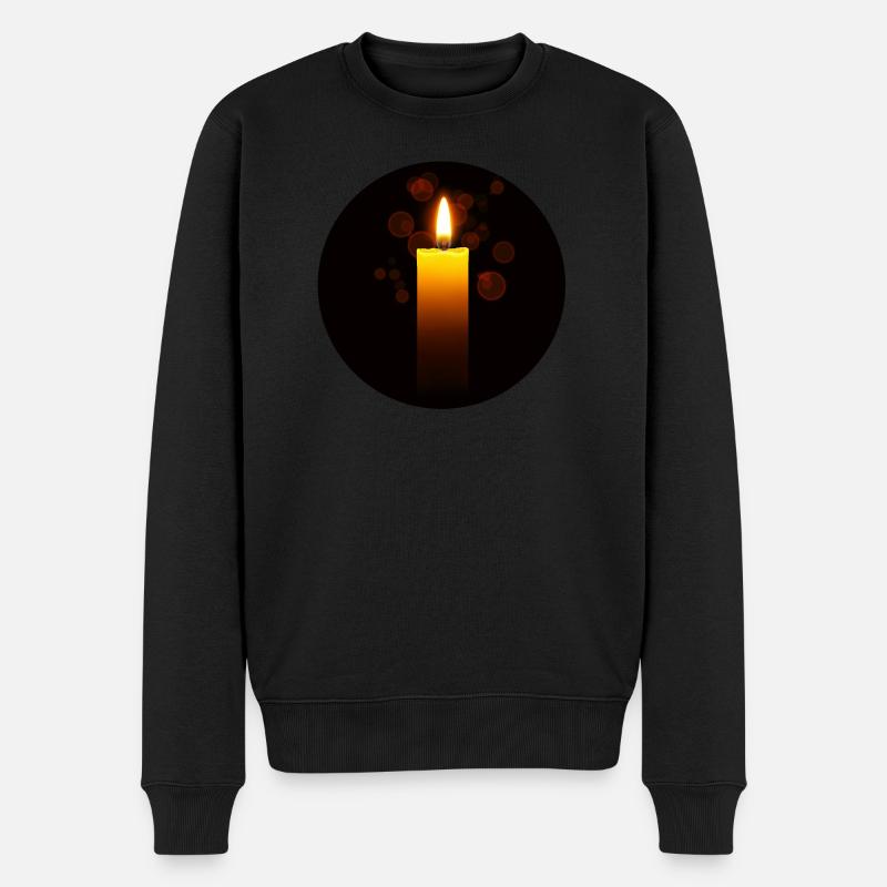 Kerze - Männer Premium Bio Pullover - Schwarz