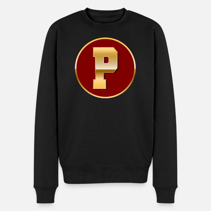 Lettre P - Pull Premium bio Homme - noir