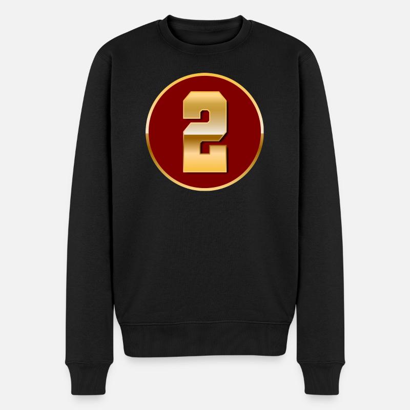 Goldene Zahl 2 - Männer Premium Bio Pullover - Schwarz