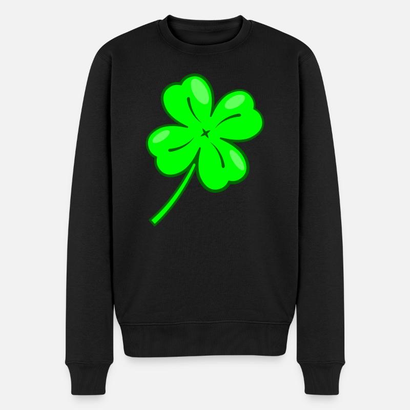 Vierblättriges Kleeblatt zum selber gestalten - Männer Premium Bio Pullover - Schwarz