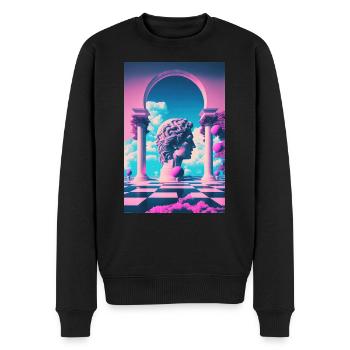 Eine Vaporwave Erkundung von Schönheit und Antike - Männer Premium Bio Pullover - Schwarz - Vorne - Nico (187cm)