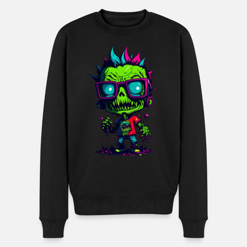 Bunter cooler Zombie - Männer Premium Bio Pullover - Schwarz