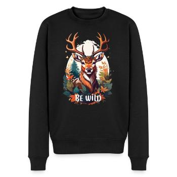 be wild - Männer Premium Bio Pullover - Schwarz - Vorne - Nico (187cm)