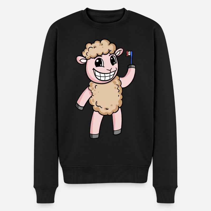 Moutons avec brosse à dents - Pull Premium bio Homme - noir