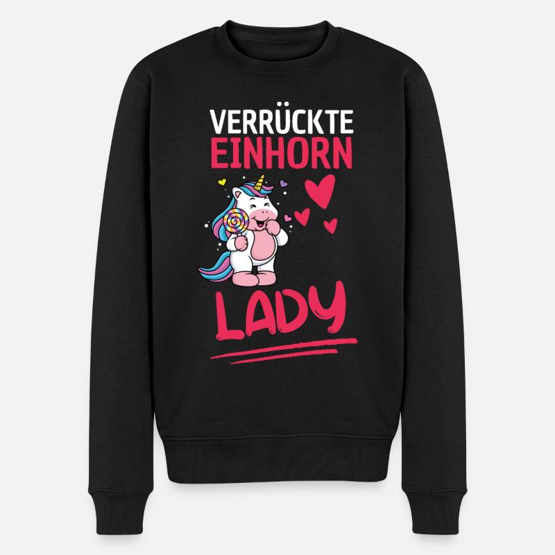 Frauen Einhörner Fantasy Tier Geschenk Einhorn - Männer Premium Bio Pullover - Schwarz