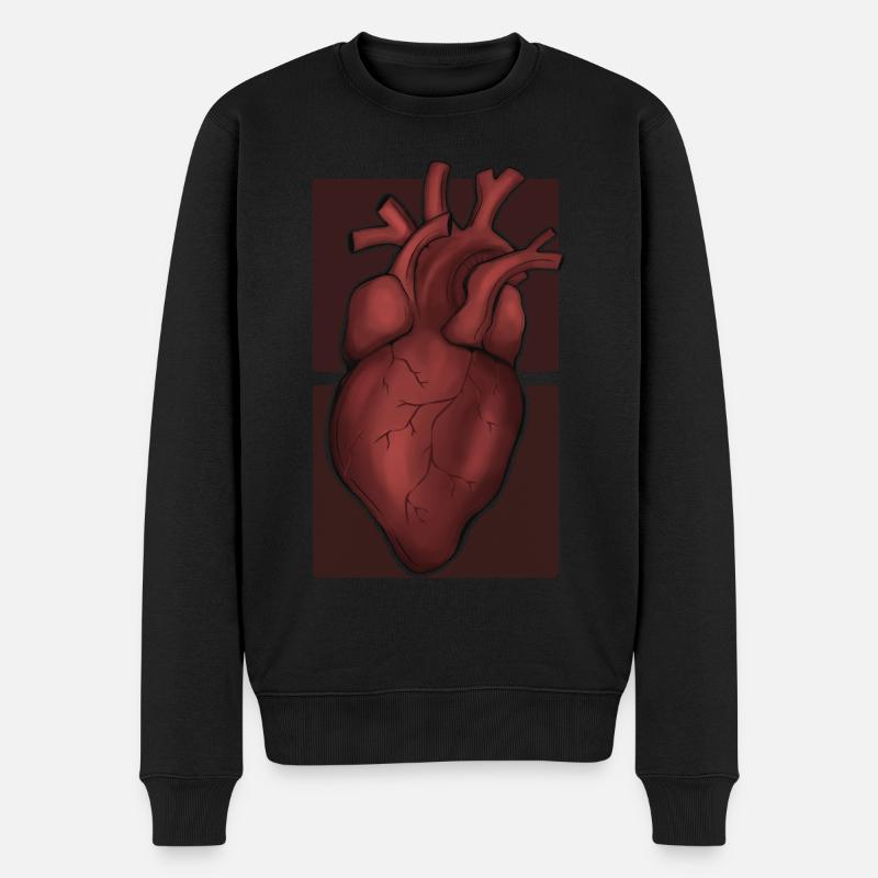 Einfaches rotes Herz/Organ Tattoo Design - Männer Premium Bio Pullover - Schwarz