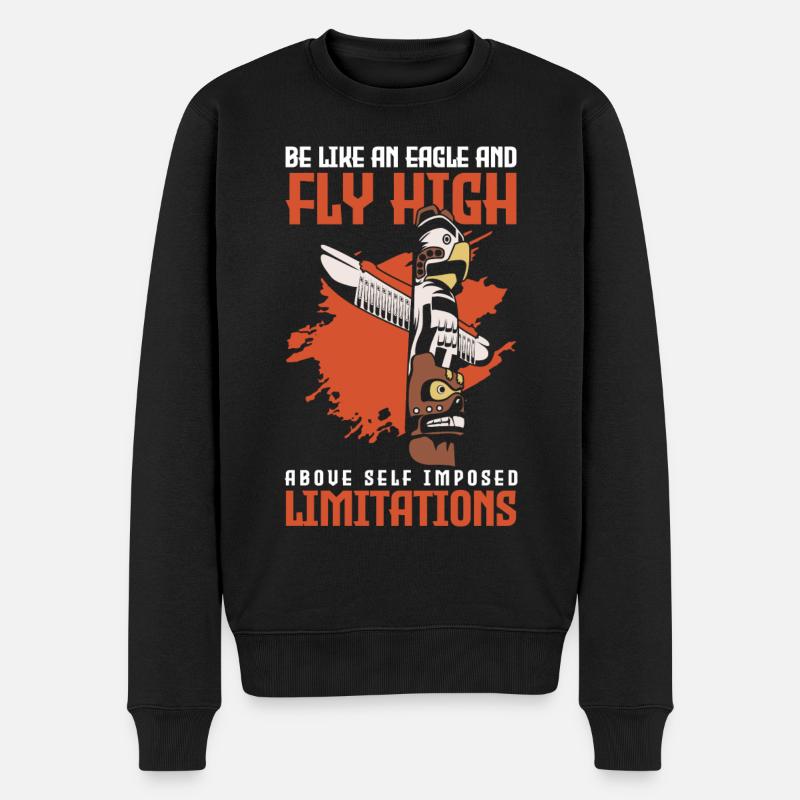 Indianer Ritual Feder Häuptling - Männer Premium Bio Pullover - Schwarz