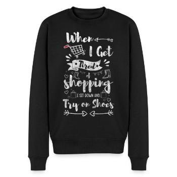 Einkauf Geld Geschenk Einkaufszentrum - Männer Premium Bio Pullover - Schwarz - Vorne - Nico (187cm)