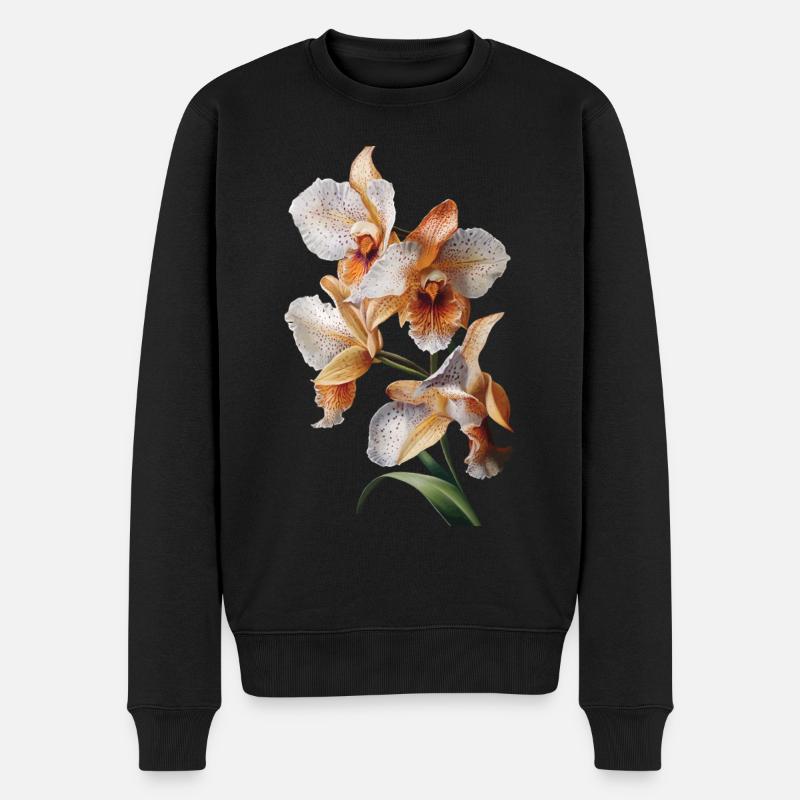 Orchidee - Männer Premium Bio Pullover - Schwarz